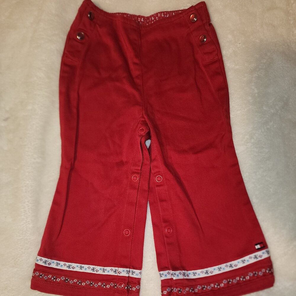 Baby Girls~TOMMY HILFIGER~Red Flare Leg Pants~12-18m